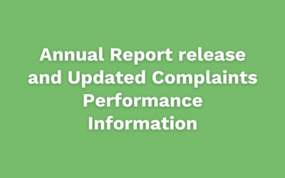 Annual Report release and Updated Complaints Performance Information